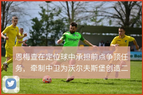 恩梅查在定位球中承担前点争顶任务,牵制中卫为沃尔夫斯堡创造二点机会