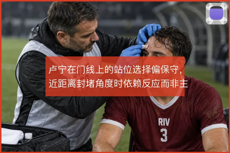 卢宁在门线上的站位选择偏保守，近距离封堵角度时依赖反应而非主动出击