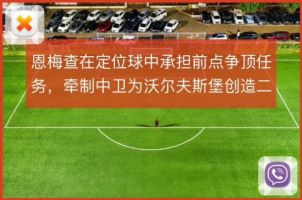 恩梅查在定位球中承担前点争顶任务,牵制中卫为沃尔夫斯堡创造二点机会